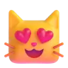 ใบหน้าของแมวยิ้มด้วยดวงตารูปหัวใจ Emoji 😻 image - Microsoft 3D Fluent style