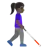 Woman With White Cane Facing Right: Dark Skin Tone