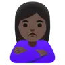 Woman Pouting: Dark Skin Tone Emoji 🙎🏿‍♀️ image - Google Noto Color style
