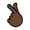 Hand With Index Finger And Thumb Crossed: Dark Skin Tone Emoji 🫰🏿 image - OpenMoji style