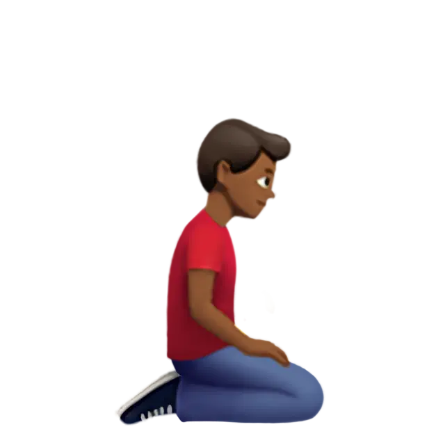 Man Kneeling Facing Right: Medium-Dark Skin Tone