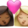 Kiss: Woman, Woman, Medium-Dark Skin Tone, Medium-Light Skin Tone Emoji 👩🏾‍❤️‍💋‍👩🏼 image - Apple style