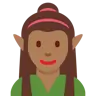 Woman Elf: Medium-Dark Skin Tone Emoji 🧝🏾‍♀️ image - Twitter / X (Twemoji) style