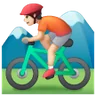 Person Mountain Biking: Light Skin Tone Emoji 🚵🏻 image - Samsung style