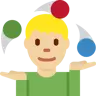 Man Juggling: Medium-Light Skin Tone Emoji 🤹🏼‍♂️ image - Twitter / X (Twemoji) style