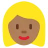 Woman: Medium-Dark Skin Tone, Blond Hair Emoji 👱🏾‍♀️ image - Twitter / X (Twemoji) style