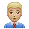 Man Office Worker: Medium-Light Skin Tone Emoji 👨🏼‍💼 image - WhatsApp style