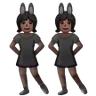 Women With Bunny Ears: Dark Skin Tone Emoji 👯🏿‍♀️ image - Samsung style
