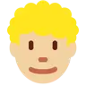 Man: Medium-Light Skin Tone, Curly Hair Emoji 👨🏼‍🦱 image - Twitter / X (Twemoji) style