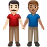 Men Holding Hands: Light Skin Tone, Medium Skin Tone Emoji 👨🏻‍🤝‍👨🏽 image - Apple style