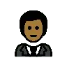 Man In Tuxedo: Medium-Dark Skin Tone Emoji 🤵🏾‍♂️ image - OpenMoji style