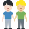 Men Holding Hands: Light Skin Tone, Medium-Light Skin Tone Emoji 👨🏻‍🤝‍👨🏼 image - Twitter / X (Twemoji) style