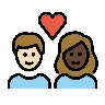 Couple With Heart: Person, Person, Light Skin Tone, Dark Skin Tone Emoji 🧑🏻‍❤️‍🧑🏿 image - OpenMoji style