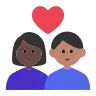 Couple With Heart: Woman, Man, Dark Skin Tone, Medium Skin Tone Emoji 👩🏿‍❤️‍👨🏽 image - Tossface style