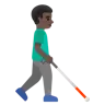Man With White Cane Facing Right: Dark Skin Tone Emoji 👨🏿‍🦯‍➡️ image - Google Noto Color style