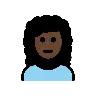 Woman: Dark Skin Tone, Curly Hair Emoji 👩🏿‍🦱 image - OpenMoji style