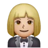 Woman In Tuxedo: Medium-Light Skin Tone Emoji 🤵🏼‍♀️ image - Samsung style
