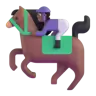 Horse Racing: Medium-Dark Skin Tone Emoji 🏇🏾 image - Microsoft 3D Fluent style
