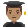 Man Student: Medium Skin Tone Emoji 👨🏽‍🎓 image - Google Noto Color style