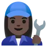 Woman Mechanic: Dark Skin Tone Emoji 👩🏿‍🔧 image - Google Noto Color style