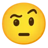 片眉毛を上げた顔 Emoji 🤨 image - Google Noto Color style