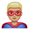 Man Superhero: Medium-Light Skin Tone Emoji 🦸🏼‍♂️ image - WhatsApp style