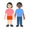 Woman And Man Holding Hands: Light Skin Tone, Medium-Dark Skin Tone Emoji 👩🏻‍🤝‍👨🏾 image - Tossface style