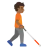 Person With White Cane Facing Right: Medium-Dark Skin Tone Emoji 🧑🏾‍🦯‍➡️ image - Google Noto Color style