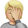 Person Facepalming: Medium-Light Skin Tone Emoji 🤦🏼 image - Apple style