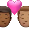 Kiss: Man, Man, Medium-Dark Skin Tone, Medium Skin Tone Emoji 👨🏾‍❤️‍💋‍👨🏽 image - Apple style