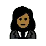 Woman In Tuxedo: Medium-Dark Skin Tone Emoji 🤵🏾‍♀️ image - OpenMoji style