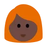 Woman: Dark Skin Tone, Red Hair Emoji 👩🏿‍🦰 image - Tossface style