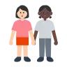 Women Holding Hands: Light Skin Tone, Dark Skin Tone Emoji 👩🏻‍🤝‍👩🏿 image - Tossface style