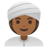 Woman Wearing Turban: Medium-Dark Skin Tone Emoji 👳🏾‍♀️ image - Google Noto Color style