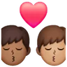Kiss: Man, Man, Medium-Dark Skin Tone, Medium Skin Tone Emoji 👨🏾‍❤️‍💋‍👨🏽 image - Samsung style