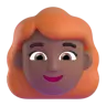 Woman: Medium-Dark Skin Tone, Red Hair Emoji 👩🏾‍🦰 image - Microsoft 3D Fluent style
