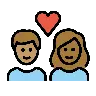 Couple With Heart: Person, Person, Medium Skin Tone, Medium-Dark Skin Tone Emoji 🧑🏽‍❤️‍🧑🏾 image - OpenMoji style