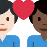 Couple With Heart: Man, Man, Light Skin Tone, Dark Skin Tone Emoji 👨🏻‍❤️‍👨🏿 image - Twitter / X (Twemoji) style