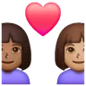 Couple With Heart: Woman, Woman, Medium-Dark Skin Tone, Medium Skin Tone Emoji 👩🏾‍❤️‍👩🏽 image - Samsung style