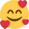 Uśmiechnięta twarz z uśmiechniętymi oczami i trzema sercami Emoji 🥰 image - Twitter / X (Twemoji) style