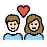 Couple With Heart: Light Skin Tone Emoji 💑🏻 image - OpenMoji style