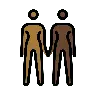 Women Holding Hands: Medium-Dark Skin Tone, Dark Skin Tone Emoji 👩🏾‍🤝‍👩🏿 image - OpenMoji style