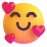 Uśmiechnięta twarz z uśmiechniętymi oczami i trzema sercami Emoji 🥰 image - Microsoft 3D Fluent style