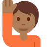 Person Raising Hand: Medium-Dark Skin Tone Emoji 🙋🏾 image - Twitter / X (Twemoji) style