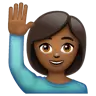Person Raising Hand: Medium-Dark Skin Tone Emoji 🙋🏾 image - WhatsApp style
