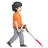 Person With White Cane Facing Right: Light Skin Tone