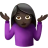 Woman Shrugging: Dark Skin Tone Emoji 🤷🏿‍♀️ image - Apple style