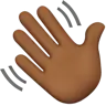 Waving Hand: Medium-Dark Skin Tone Emoji 👋🏾 image - Apple style
