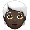 Person: Dark Skin Tone, White Hair Emoji 🧑🏿‍🦳 image - Apple style