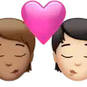 Kiss: Person, Person, Medium Skin Tone, Light Skin Tone Emoji 🧑🏽‍❤️‍💋‍🧑🏻 image - Apple style